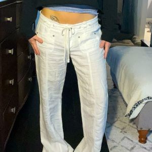 GUESS Jeans - Linen white pants with drawstring